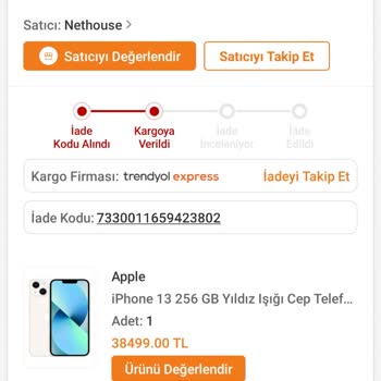 Trendyol'dan Almış Olduğum Telefonların İade Sorunu
