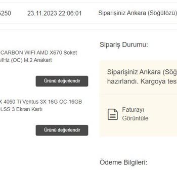 Vatan Bilgisayar Kargo Gecikmesi Ve İş Kaybı Kaynaklı Hayal Kırıklığı