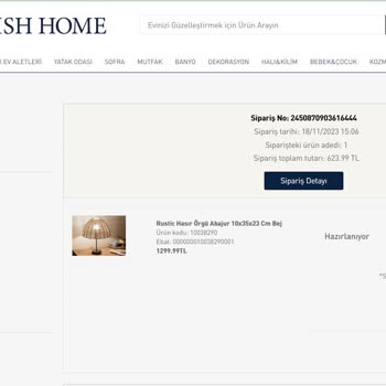 English Home Sitesi Ürünümü Yollamıyor, İptal Ve Para İadesi Yapmıyor!