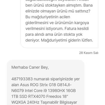 Hepsiburada İznim Dışında İptal Edilen Siparişim