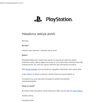 PlayStation Türkiye Hesabım Askıya Alındı 2 Gündür Bekliyorum