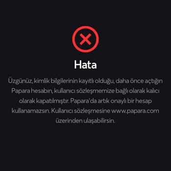 Papara Hesap Onaylama Hatası