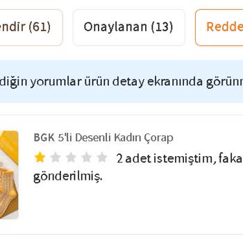 Zirve Çorap Eksik Ürün Gönderimi