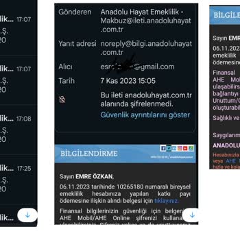 Anadolu Hayat Emeklilik Başkalarının Bilgilerini Bana Gönderiyor.