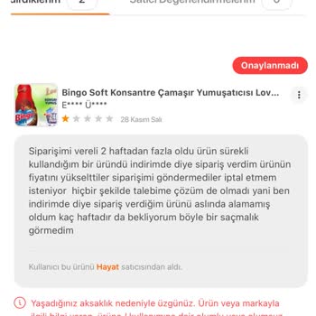Hepsiburada Kasım İndirimlerinden Verilen Siparişin Gelmemesi