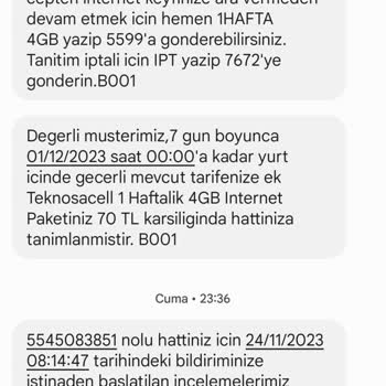 TeknosaCell Ek Paket Ücreti