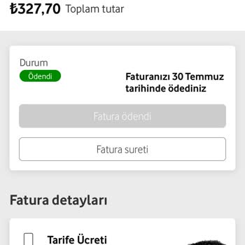 Vodafone Taahhüt Yenileme Ücreti Üstünde Tarife Ücreti