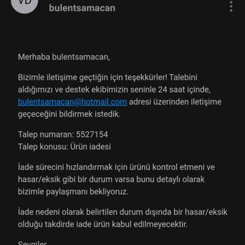 Vivense İade Sürecinin Başlamaması