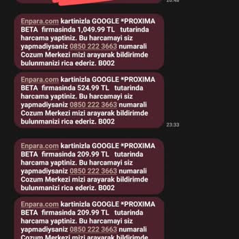 Google Play Google Proxima Beta Bilgim Dışında Ödeme Alındı