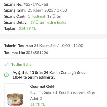 Trendyol Teslim Edildi Gözüken Sipariş