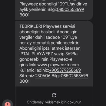 Playweez Haksız Üyelik 109 TL