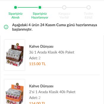 Kahve Dünyası, Bir Haftadır Siparişlerimi Kargoya Vermemekte Israrcı!