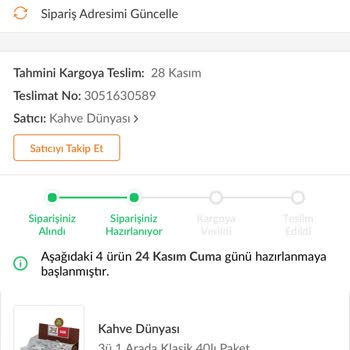 Kahve Dünyası, Bir Haftadır Siparişlerimi Kargoya Vermemekte Israrcı!