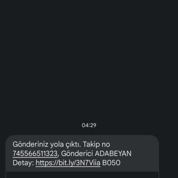 Ada Beyan Kargonuz Yola Çıkmıştır Mesajı