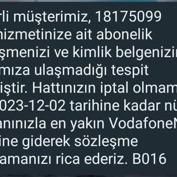 Vodafone Net Eksik Evrak Sorunu