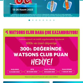 Watsons 600 TL Alışverişe 300 TL Değerinde Puan Kampanyası
