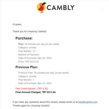 Cambly Habersiz Üyelik Yenilemesi