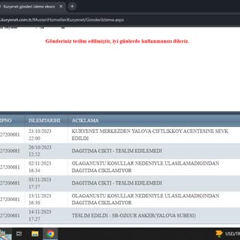 Akbank' In Anlaşmalı Kargo Firması Kuryenet' İn Yetersizliği