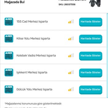 A101 Motorsiklet Eldiveni Yok, Gelmedi