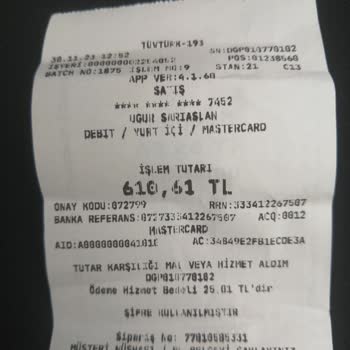 Tüvtürk Kart İşlem Ücreti