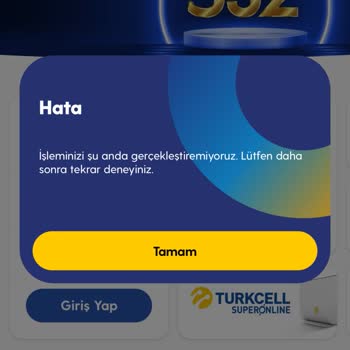 Turkcell'e Uygulamasına Giriş Hatası