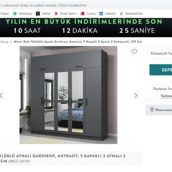 Vivense Minar Kale Yüklüklü Aynalı Gardırop Ölçülerinin Hatalı Olması