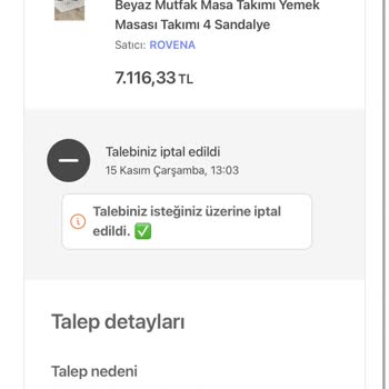 Rovena Hasarlı Ürün Değişimi