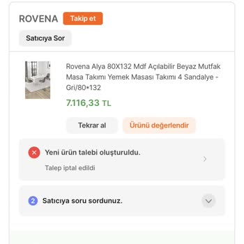 Rovena Hasarlı Ürün Değişimi
