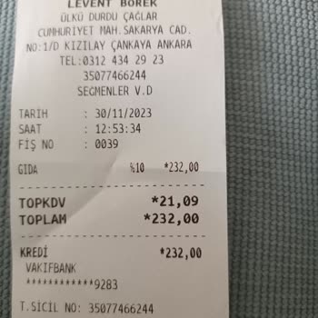 Kokmuş Börek Satan Levent Börek.