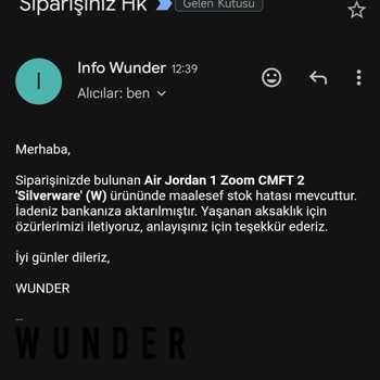 Wunder Onayım Dışında İptal Edilen Sipariş