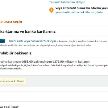 Amazon Kart A Yüklemiş Olduğum Bakiyeyi Kullanamıyorum.