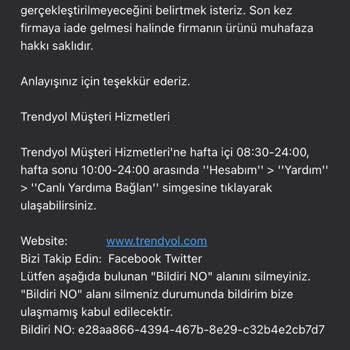 Trendyol Görsel İle Aynı Olmayan Ürünün İadesinin Kabul Edilmemesi