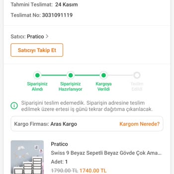 Aras Kargo Trendyol Asistan Şikayet Kargo Teslim Edilmedi