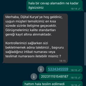 Dijital Kurye Hattımı Teslim Etmedi