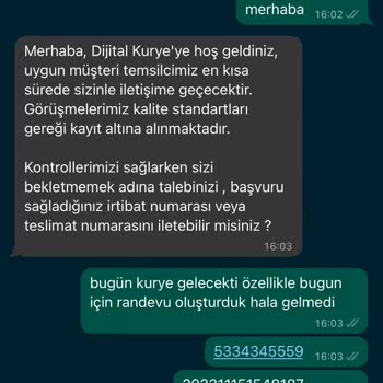 Dijital Kurye Hattımı Teslim Etmedi