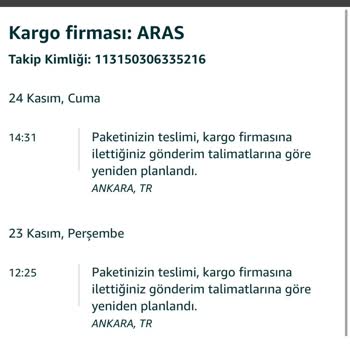 Amazon Siparişim Aras Kargo İle Yollandı Ancak Teslim Edilmiyor.