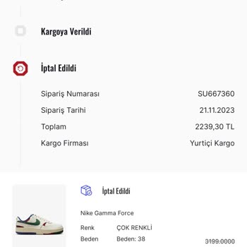 Sneaks Up Ürün Sipariş İptali