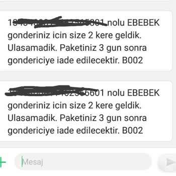 KARGOMsende Ebebek'in Kargosu Siparişimi Getirmeden İadeye Yolladı
