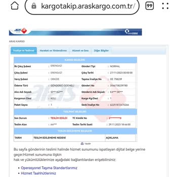 Aras Kargo Orkide Şubesi Kargomu Kaybetti