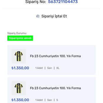 Fenerium Cumhuriyetin 100. Yıl Fenerbahçe Forması