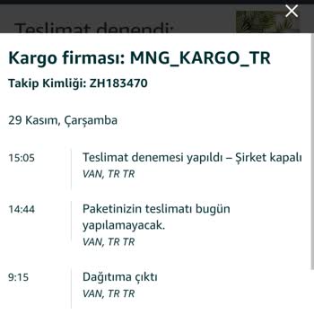 Amazondan Almış Olduğum Ürün Teslim Edilmiyor