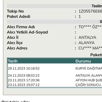 UPS Türkiye Alanya Şubesi Sorumsuz