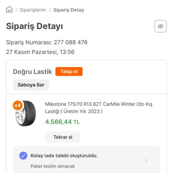 Hepsiburada Alışveriş Yaptım Kışlık Lastik Aldım Yazlık Geldi