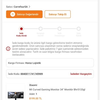 Trendyol Ve Horoz Lojistik Kusurlu Ürün