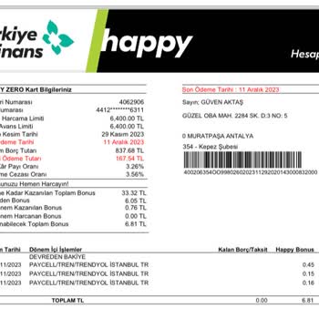 Bilgim Dışında Paycell Alışveriş Yapmış Kartımdan