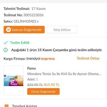 Parex Wondero Sapı 3 Kullanımda Bozuldu