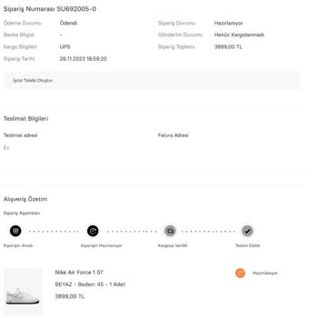 Sneaks Up Ayakkabım 4 Gündür Kargolanmıyor