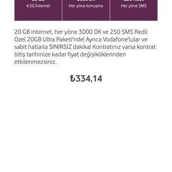Vodafone Tarife Taahhüt Bitimi 1. Dönem