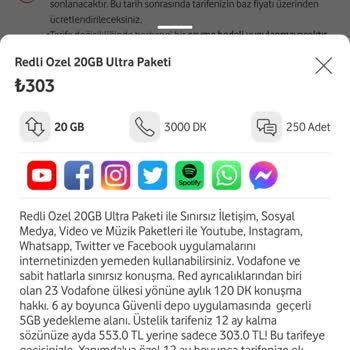 Vodafone Tarife Taahhüt Bitimi 1. Dönem