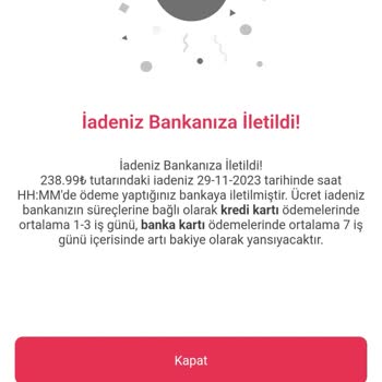 Yemek Sepeti İade